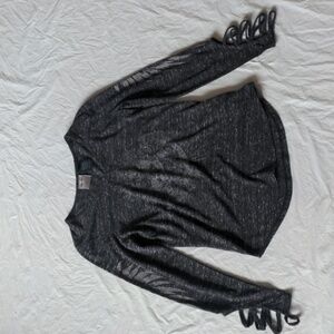 Harley Davidson Y2K Heathered Gray Skull Print Long Sleeve Shirt Size XS